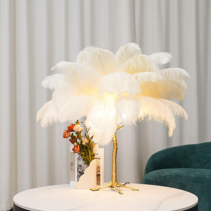 Ostrich Feather Table Lamp.