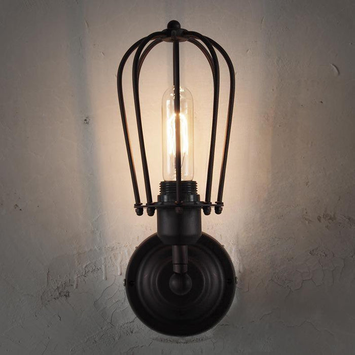 Pear Metal Cage Black Wall Sconce Light.