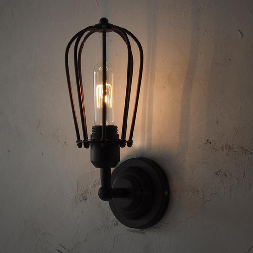 Pear Metal Cage Black Wall Sconce Light.