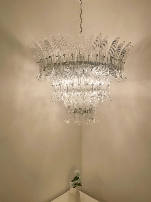 Palm Leaves Murano Transparent Glass Chandelier-DWHOME