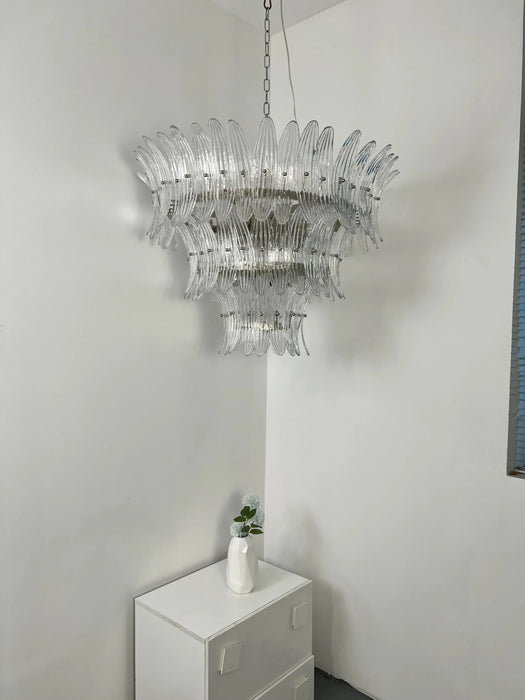 Palm Leaves Murano Transparent Glass Chandelier-DWHOME