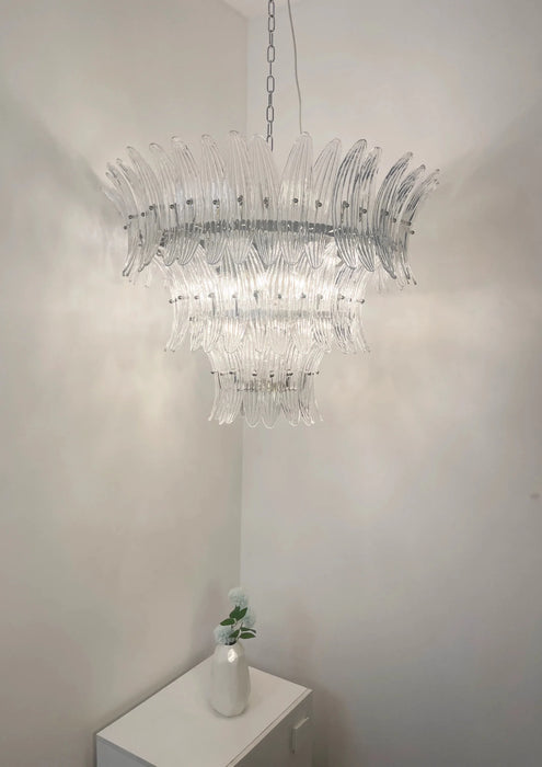 Palm Leaves Murano Transparent Glass Chandelier-DWHOME