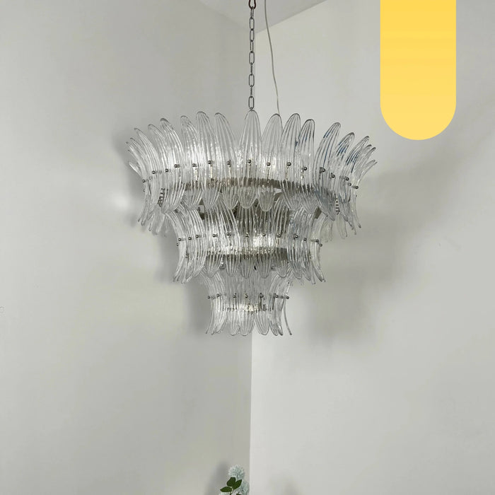 Palm Leaves Murano Transparent Glass Chandelier-DWHOME