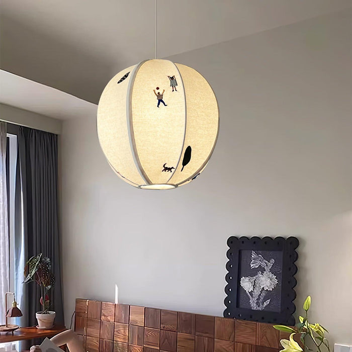 Park Embroidered Textile Pendant Lamp.