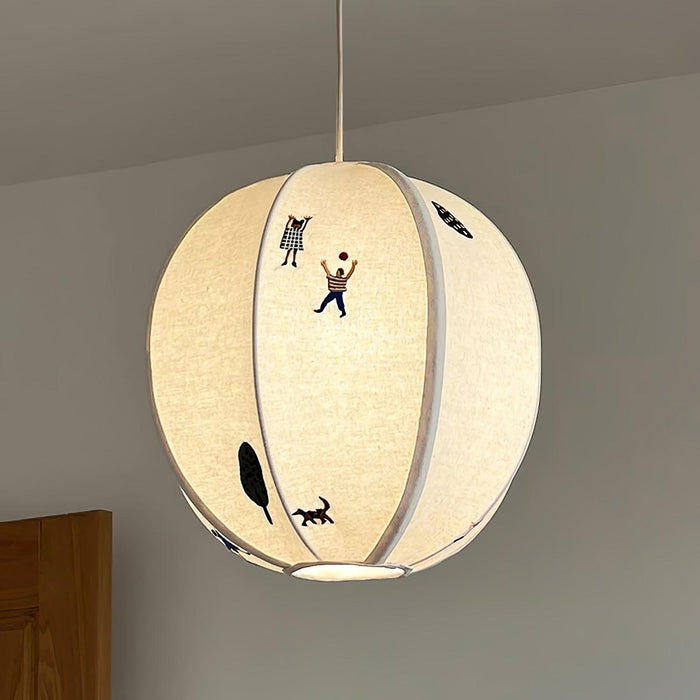 Park Embroidered Textile Pendant Lamp.