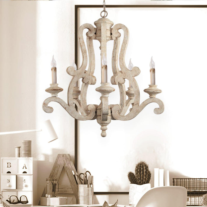 Parrotuncle Wooden Candle Chandelier-DWHOME