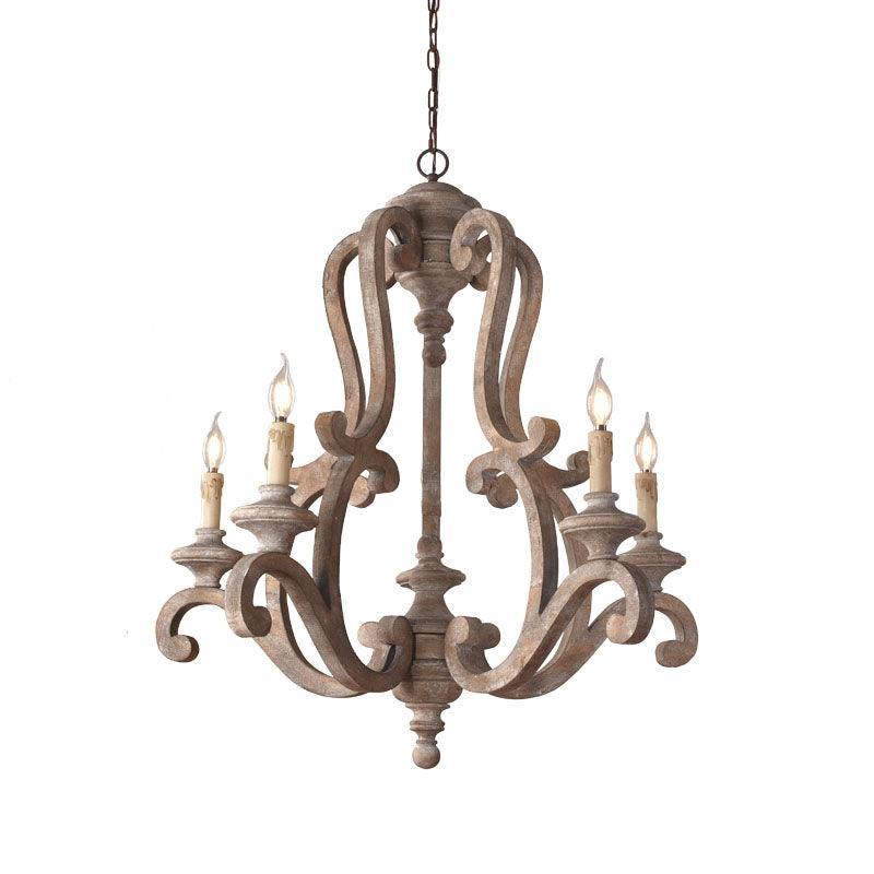 Parrotuncle Wooden Candle Chandelier-DWHOME
