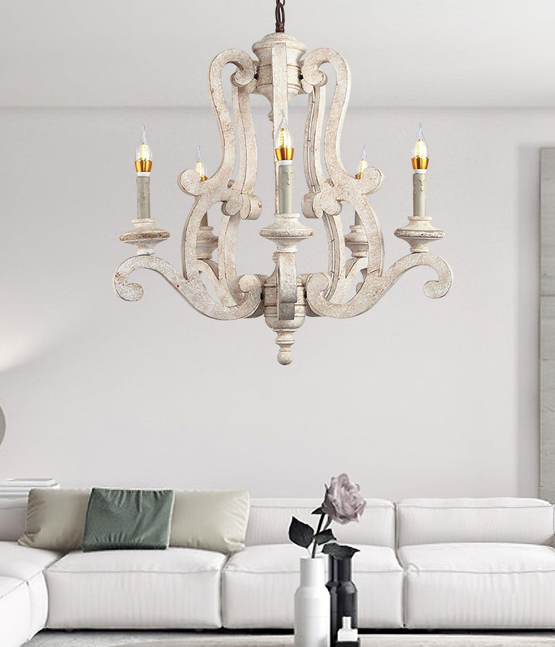 Parrotuncle Wooden Candle Chandelier-DWHOME