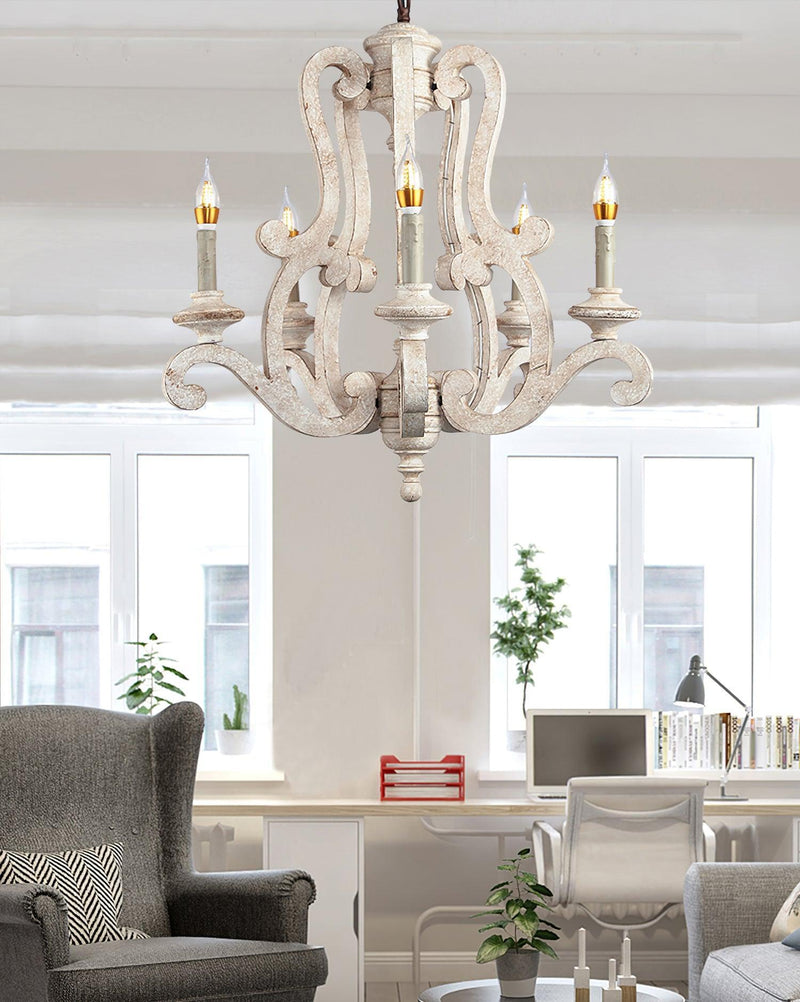Parrotuncle Wooden Candle Chandelier-DWHOME