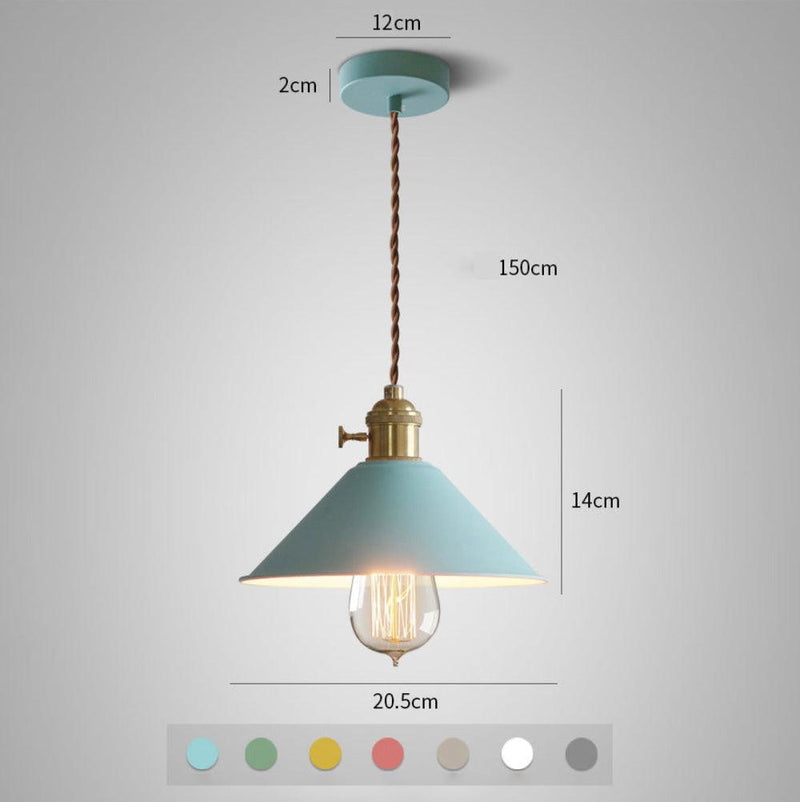 Pastel Coloured Cone Shade Industrial Pendant Light-DWHOME