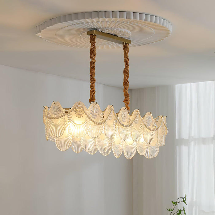 Pearl Glass Shell Chandelier.