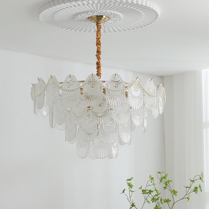 Pearl Glass Shell Chandelier.