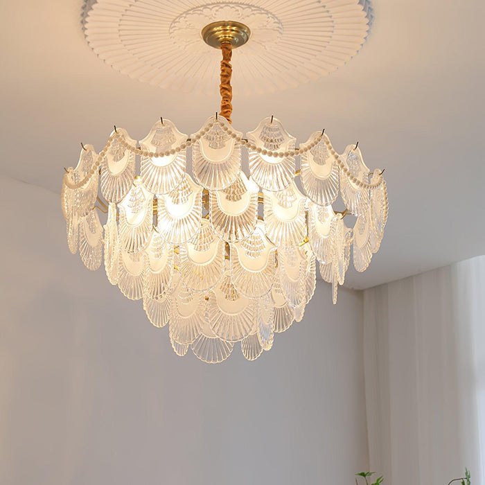 Pearl Glass Shell Chandelier.