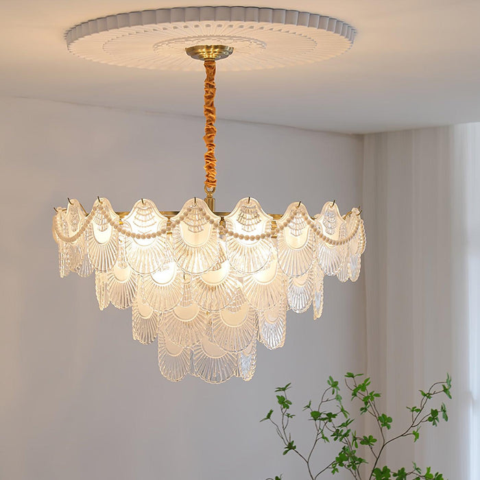 Pearl Glass Shell Chandelier.