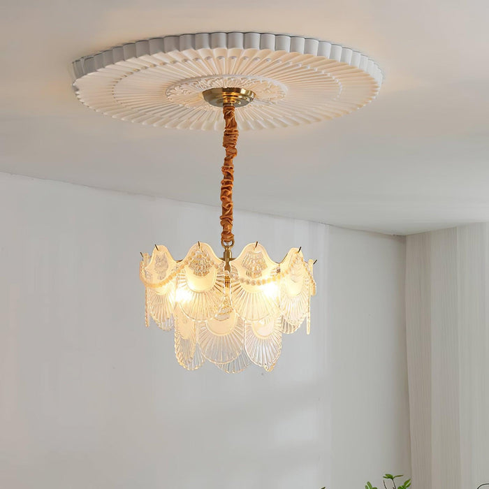 Pearl Glass Shell Chandelier.