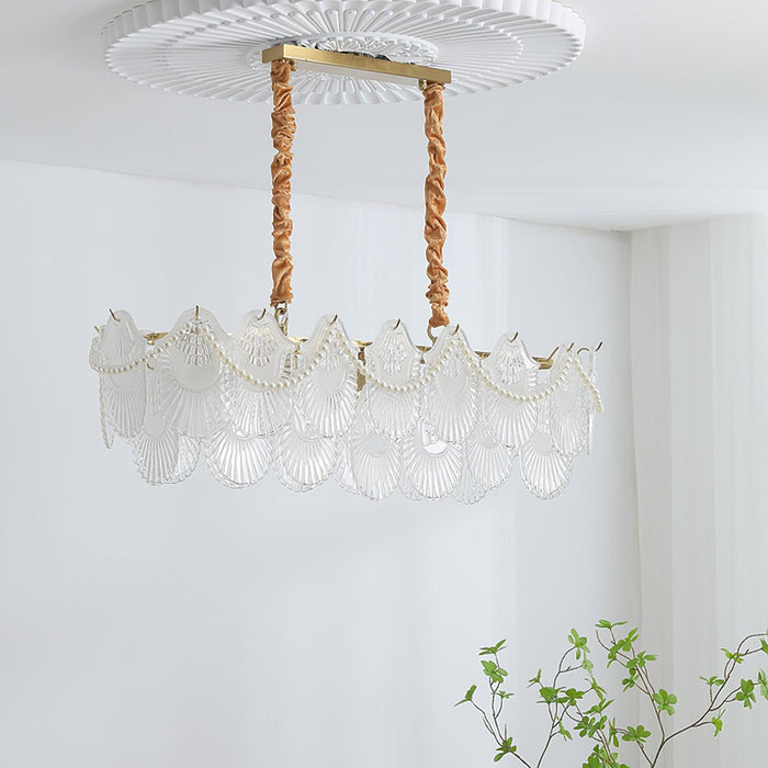 Pearl Glass Shell Chandelier.