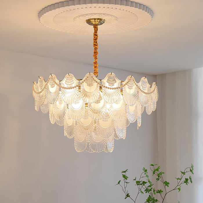 Pearl Glass Shell Chandelier.