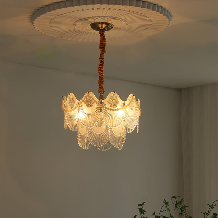 Pearl Glass Shell Chandelier.