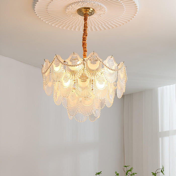 Pearl Glass Shell Chandelier-DWHOME