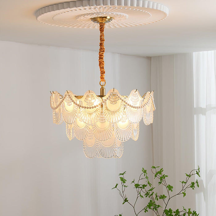 Pearl Glass Shell Chandelier.