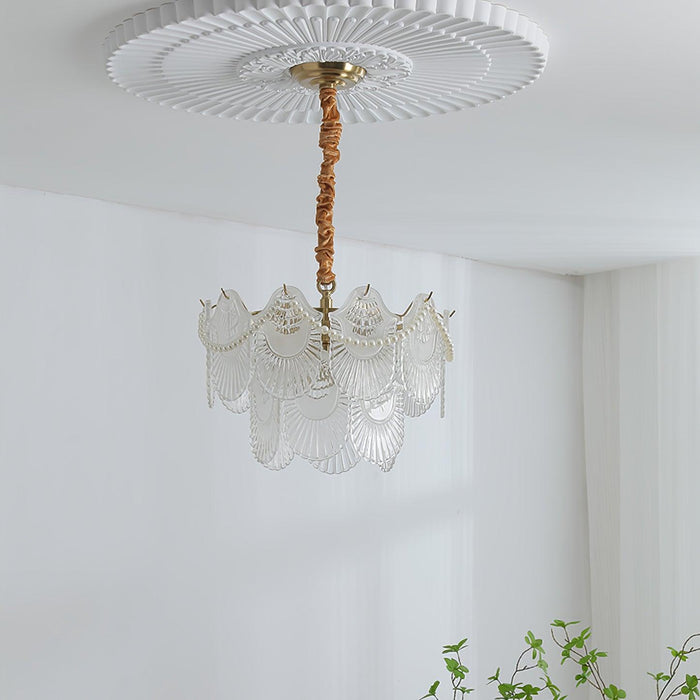 Pearl Glass Shell Chandelier.