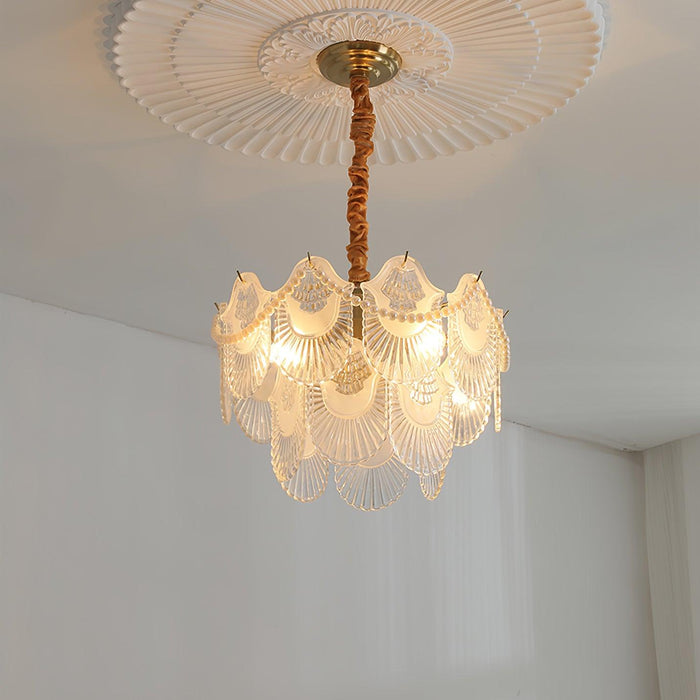 Pearl Glass Shell Chandelier.