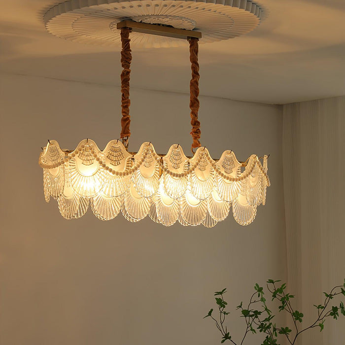 Pearl Glass Shell Chandelier.