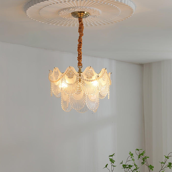 Pearl Glass Shell Chandelier.