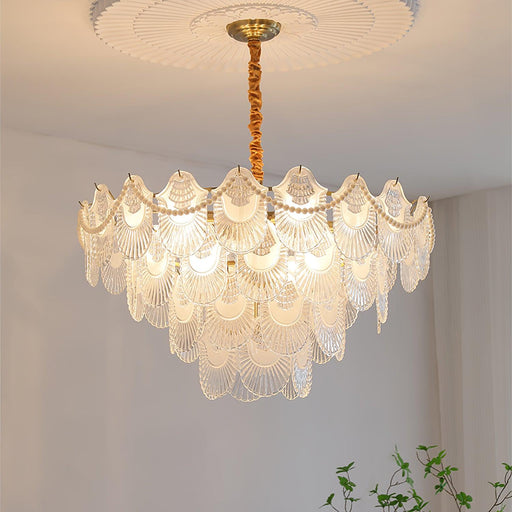 Pearl Glass Shell Chandelier.