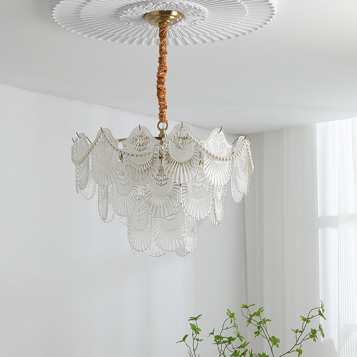 Pearl Glass Shell Chandelier.