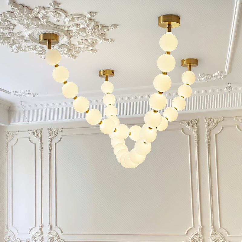 Pearl Glass Necklace Balls Chandelier-DWHOME