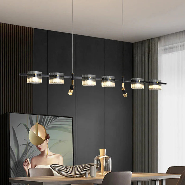 Peli Modern Linear Kitchen Island Chandelier Black&Gold.