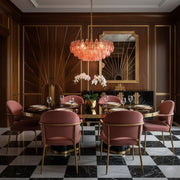 Pink Polygon Drop Chandelier-DWHOME