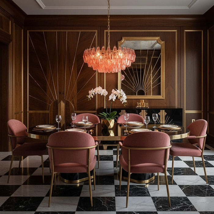 Pink Polygon Drop Chandelier-DWHOME