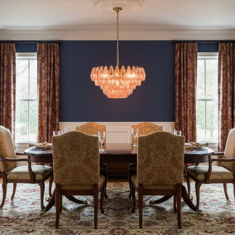 Pink Polygon Drop Chandelier-DWHOME