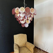 Lustre à disques en verre de Murano rose - DWHOME