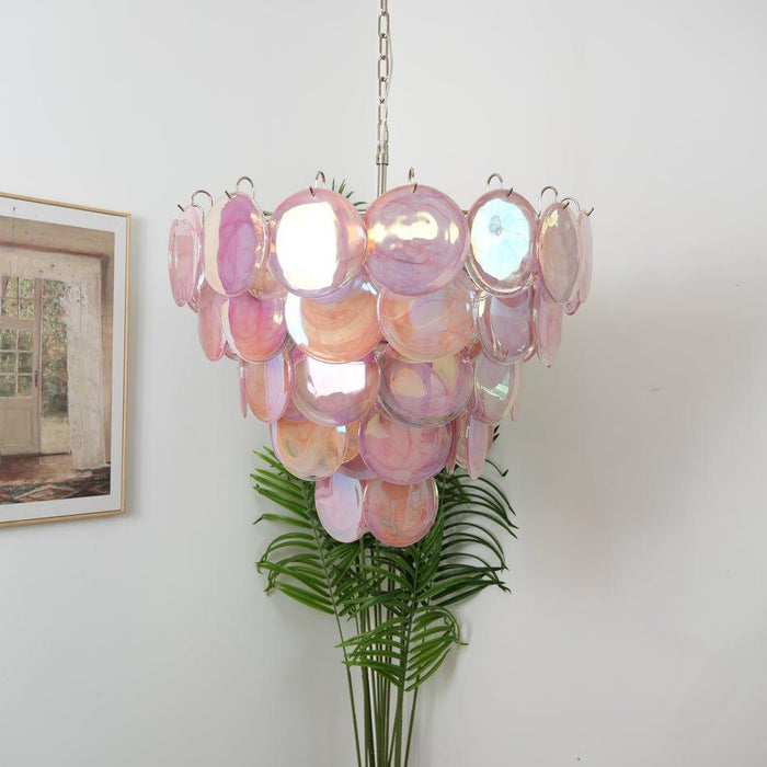 Pink Murano Disc Chandelier - DWHOME