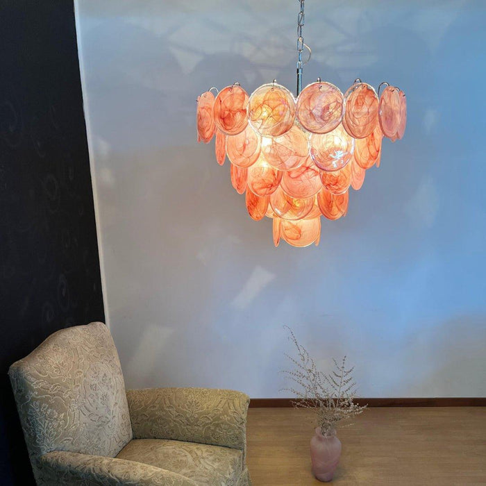 Pink Murano Disc Chandelier - DWHOME