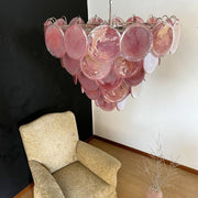 Chandelier disque Murano rose - DWHOME