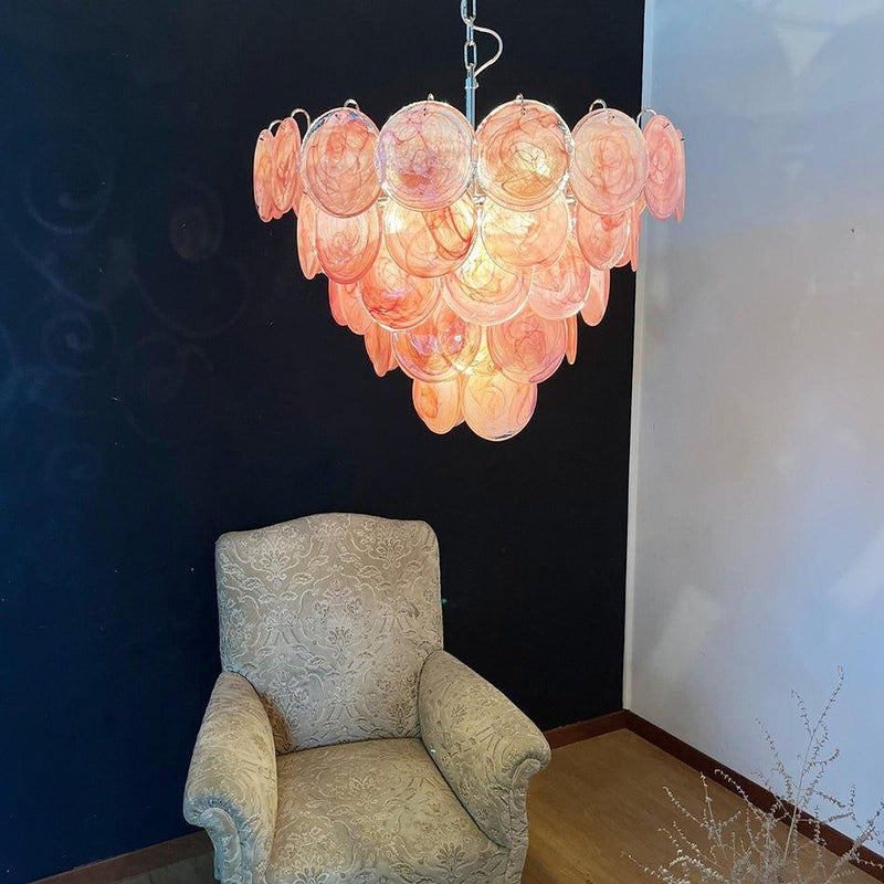 Lustre à disques en verre de Murano rose - DWHOME