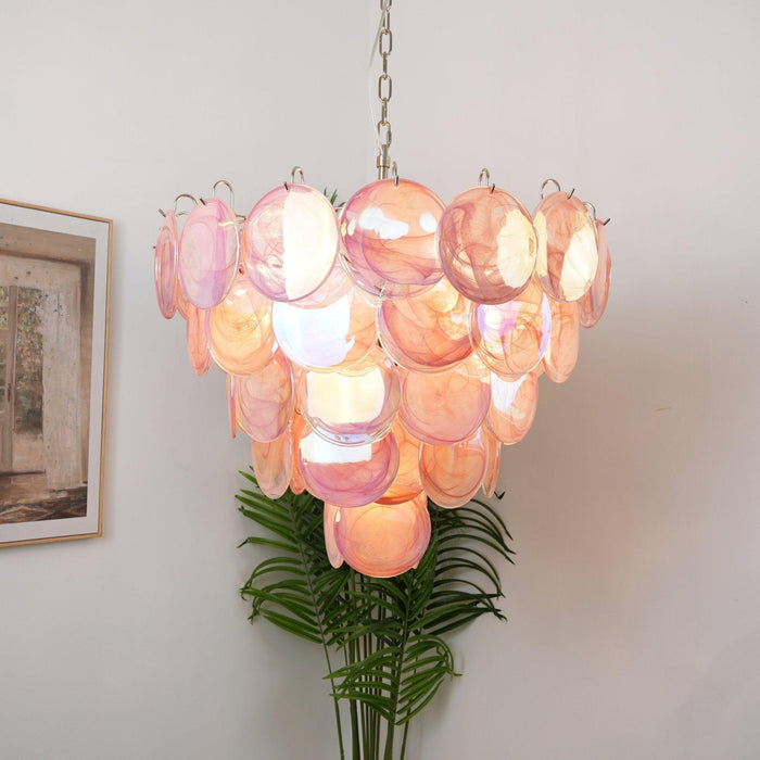 Pink Murano Disc Chandelier - DWHOME