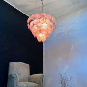 Chandelier disque Murano rose - DWHOME