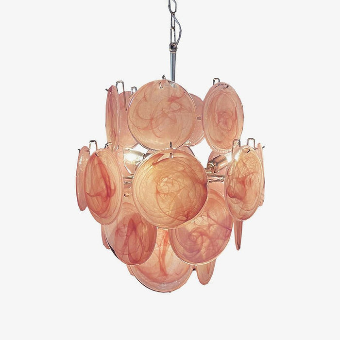 Pink Murano Disc Glass Chandelier-DWHOME