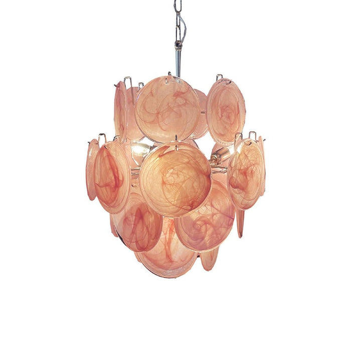 Pink Murano Disc Glass Chandelier-DWHOME