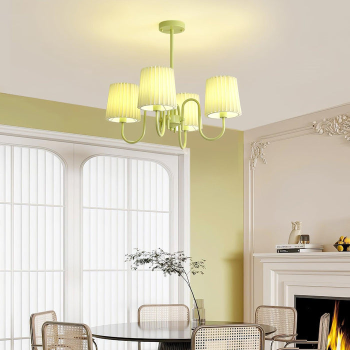 Pleated Fabric Matcha Chandelier - DWHOME