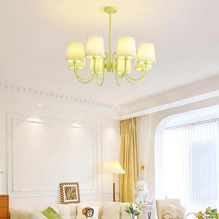 Pleated Fabric Matcha Chandelier - DWHOME