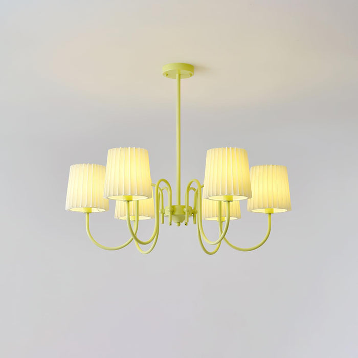 Pleated Fabric Matcha Chandelier.