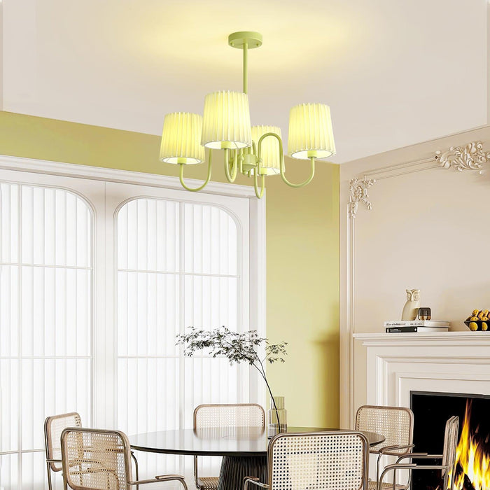 Pleated Fabric Matcha Chandelier - DWHOME