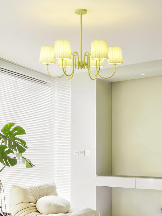 Pleated Fabric Matcha Chandelier - DWHOME