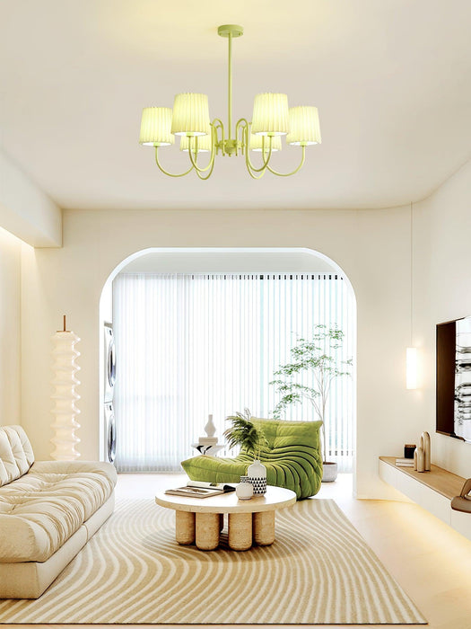 Pleated Fabric Matcha Chandelier - DWHOME